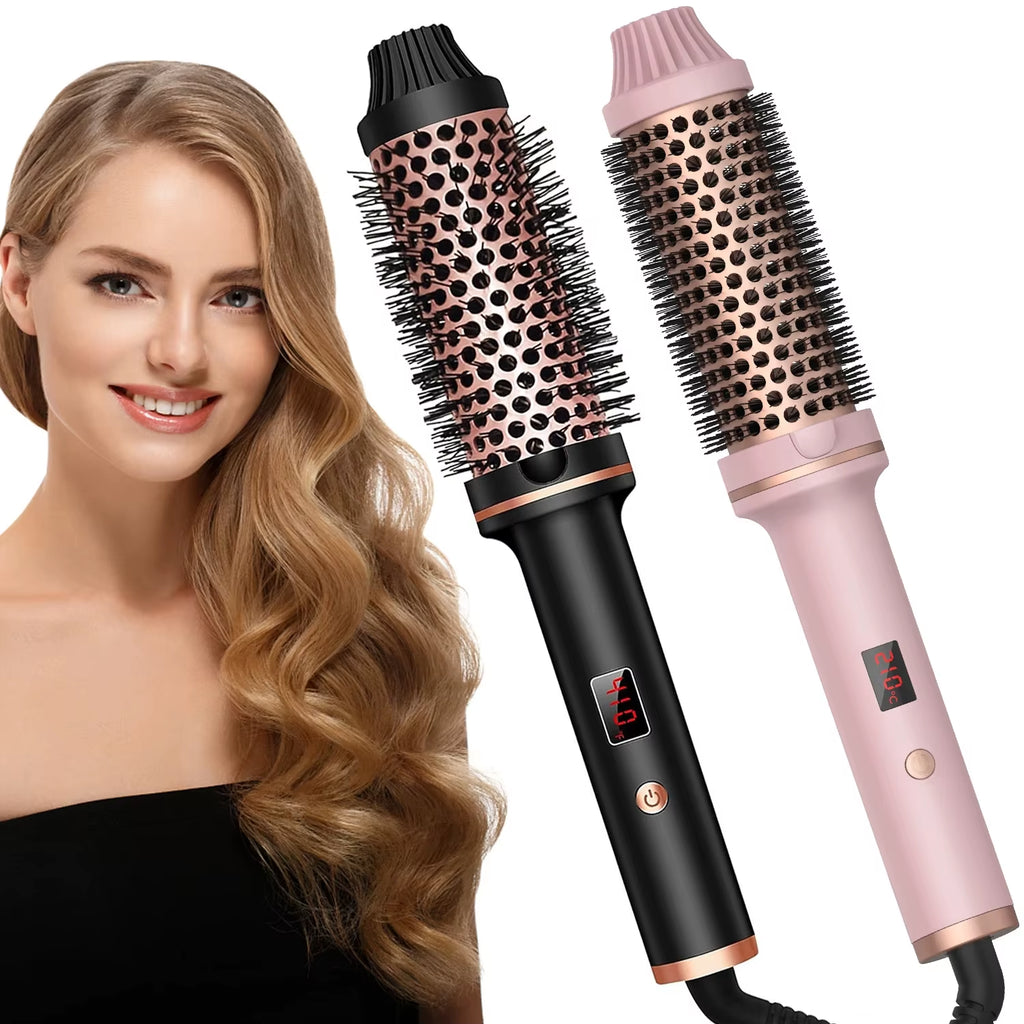 Professional Electric Hair Curler and Straightener with Anti-Scald Thermal Brush and Hot Comb Features