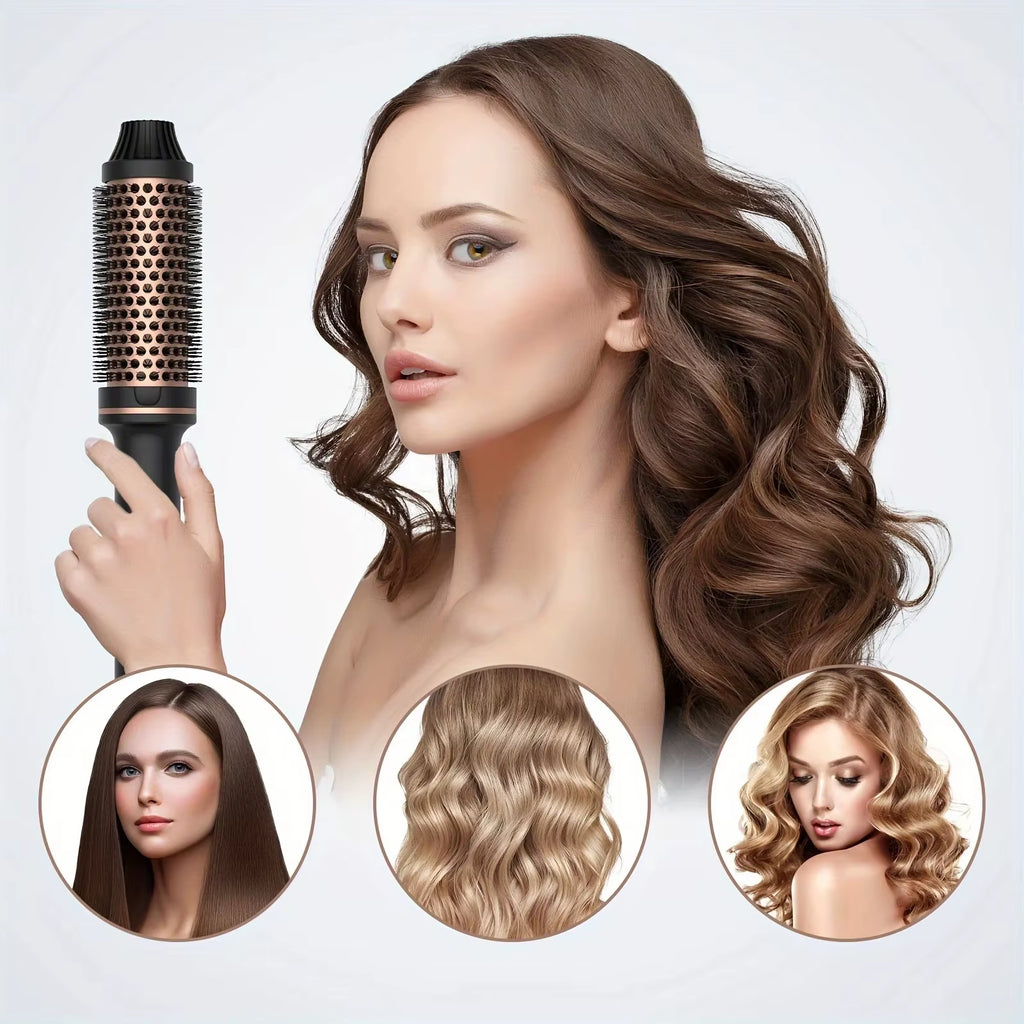 Professional Electric Hair Curler and Straightener with Anti-Scald Thermal Brush and Hot Comb Features