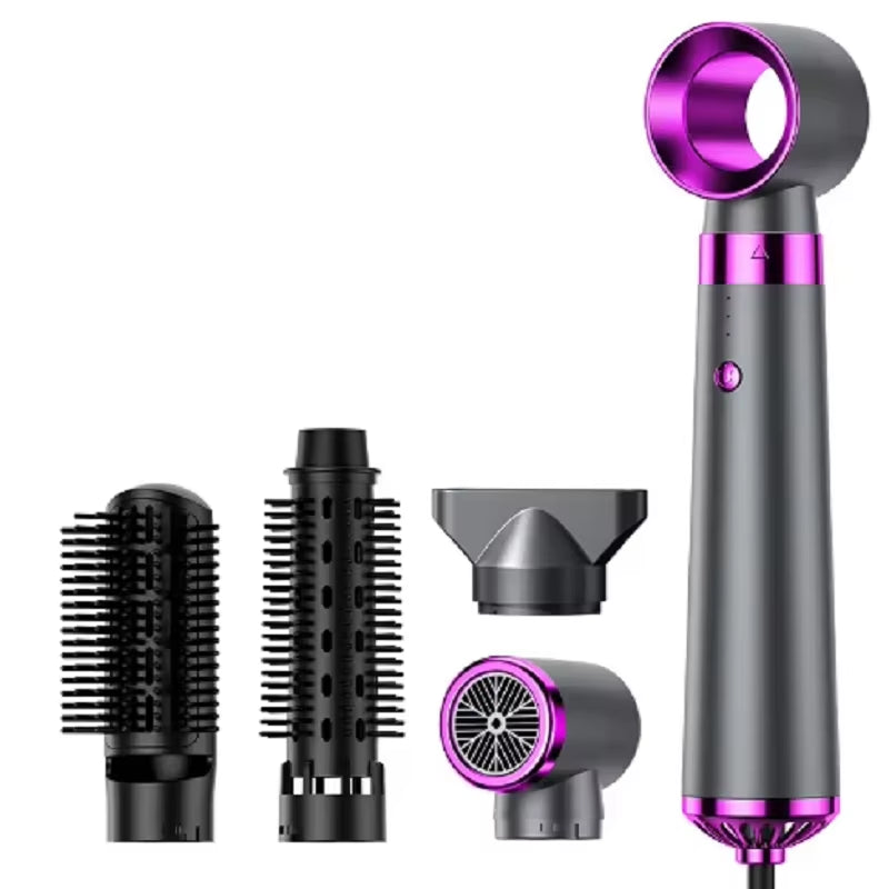 5-in-1 Multifunctional Hair Dryer and Hot Air Comb with Automatic Curling Rod and Straightening Features for Quick Salon-Quality Styling