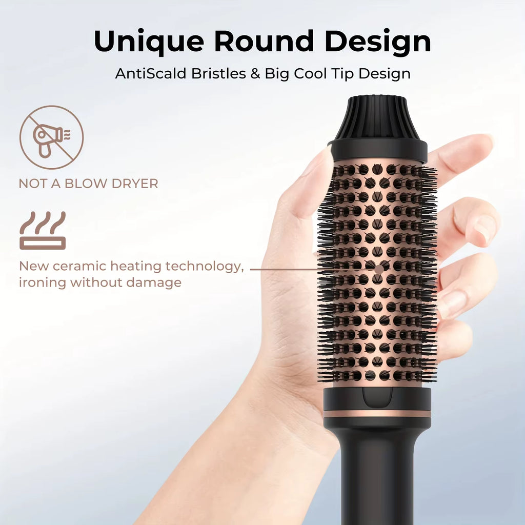 Professional Electric Hair Curler and Straightener with Anti-Scald Thermal Brush and Hot Comb Features