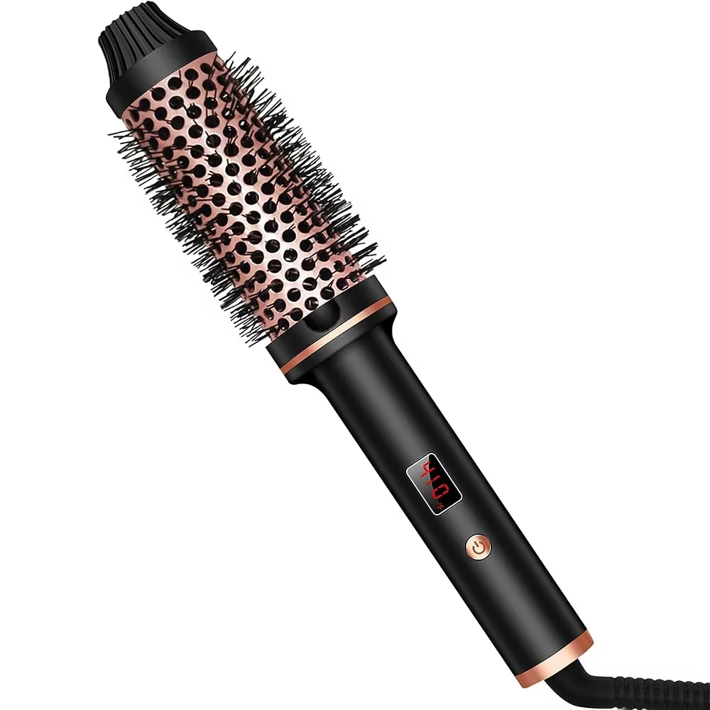 Professional Electric Hair Curler and Straightener with Anti-Scald Thermal Brush and Hot Comb Features
